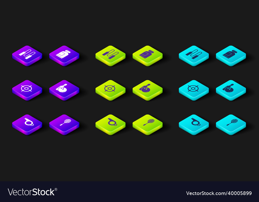 Set whistle tennis racket target sport bowling Vector Image