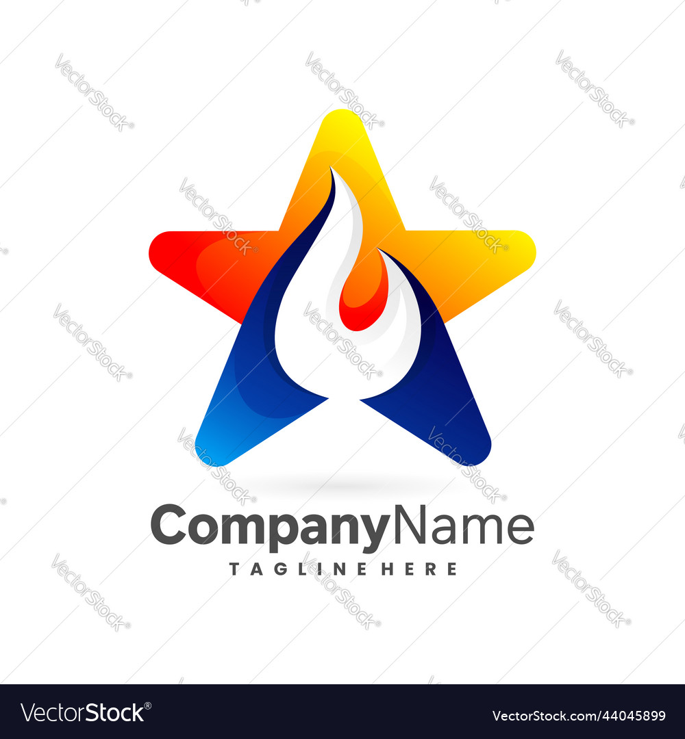 Star and fire shapes logo design template Vector Image