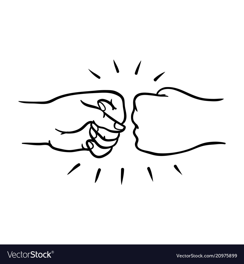 Two human hands giving fist bump gesture in sketch