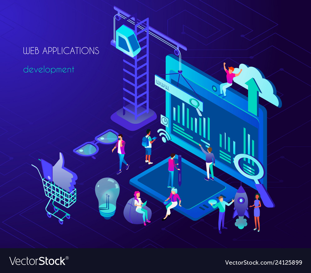 Web application development and internet page or Vector Image