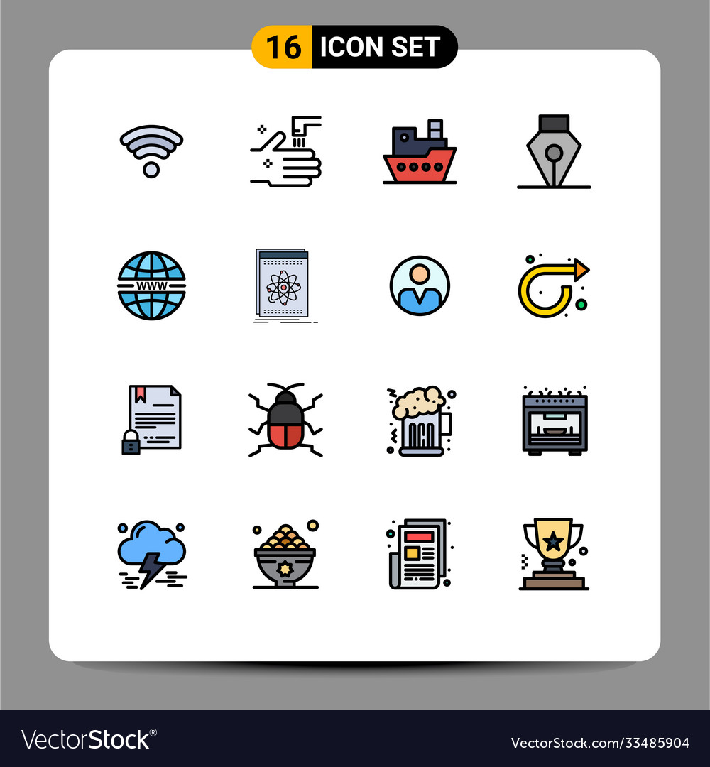 16 user interface flat color filled line pack