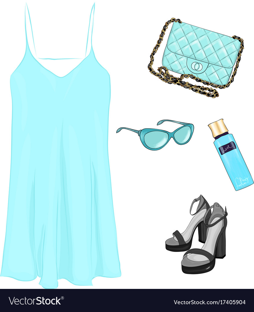 A set of summer outfit collection with accessories