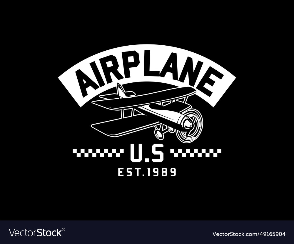 Air plane emblem biplane label badges Vector Image Air plane emblem biplane label badges