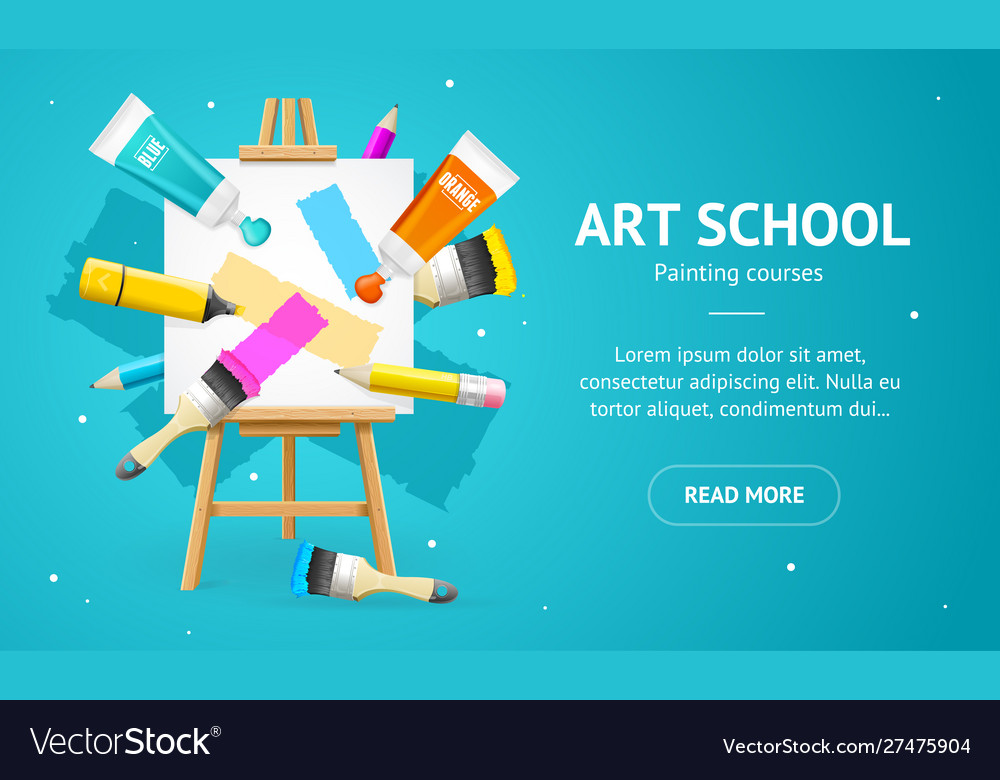 Art school concept banner horizontal Royalty Free Vector