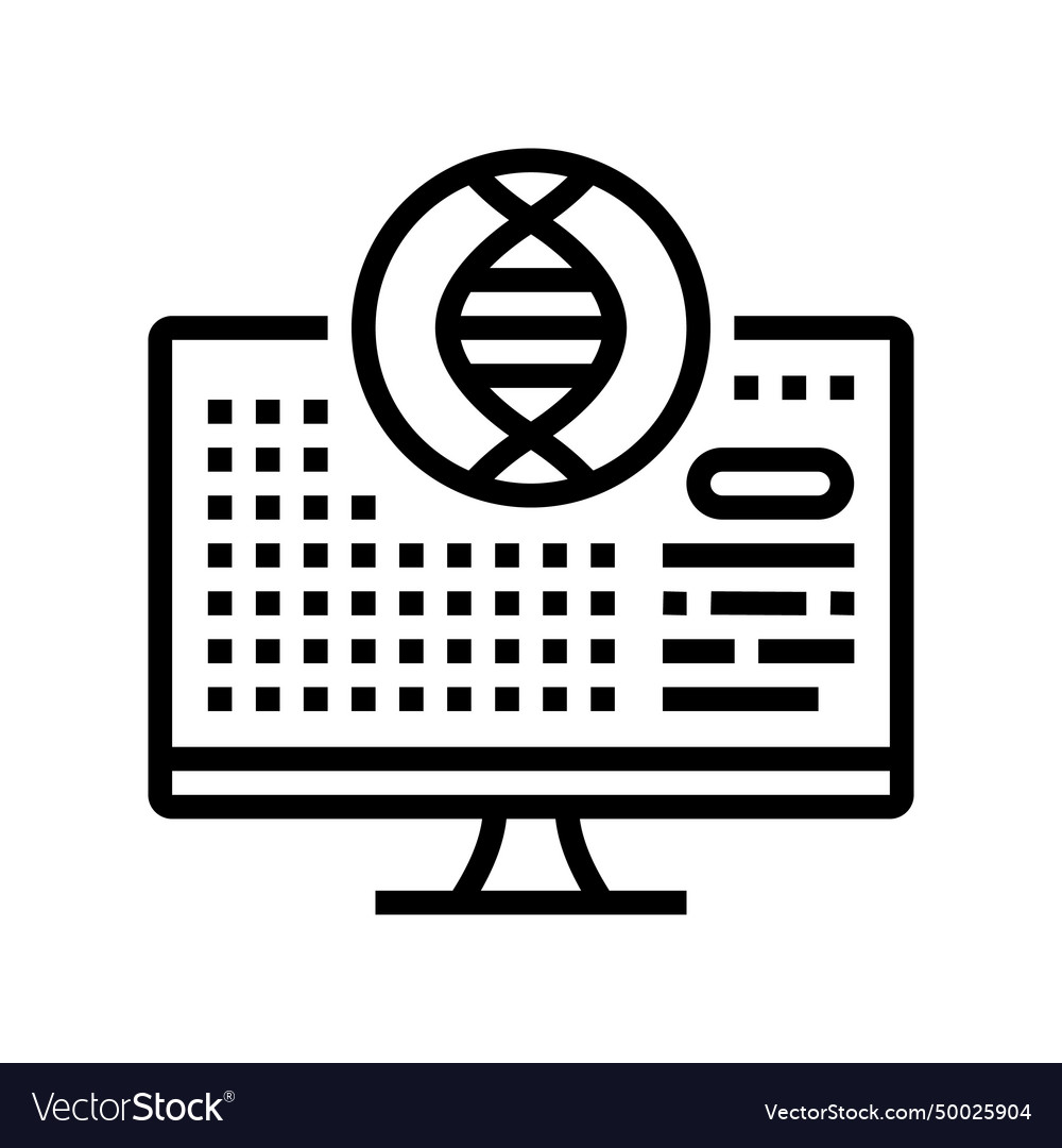 Bioinformatics cryptogenetics line icon