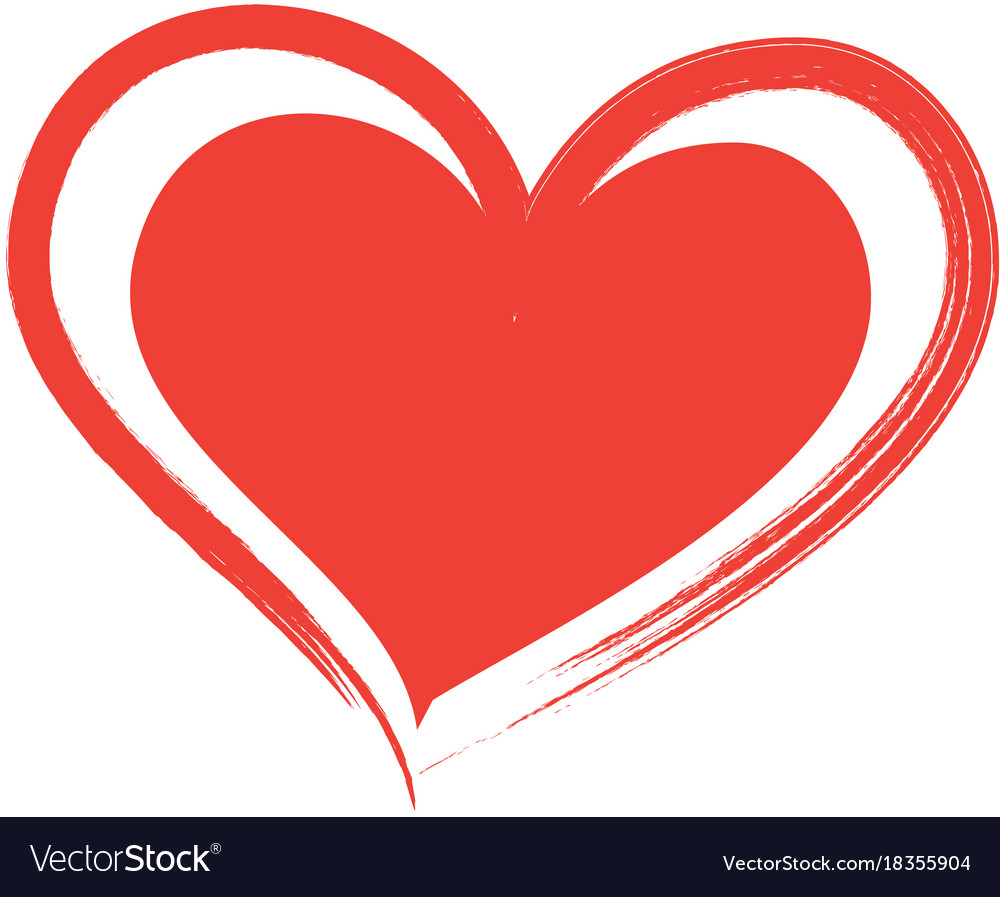 Brush drawing heart love romance passion Vector Image