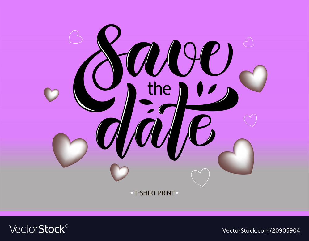 Calligraphy text save the date for card vector image Calligraphy text save the date for card