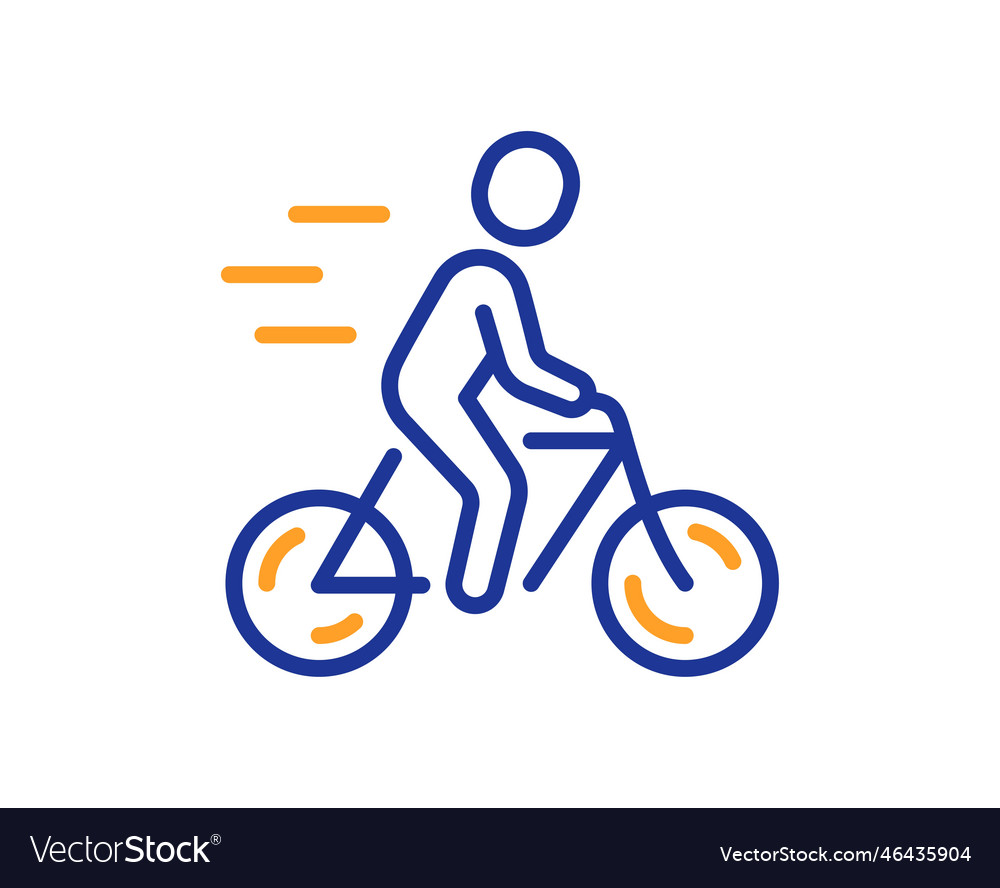Cyclist line icon ride a bike sign vector image Cyclist line icon ride a bike sign
