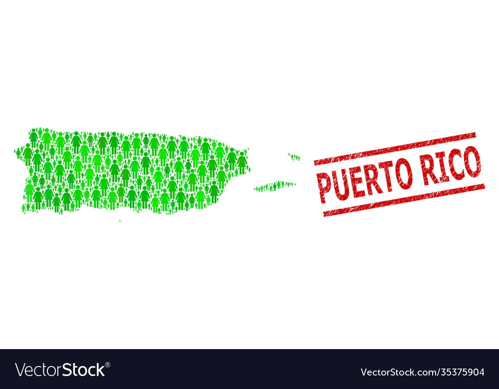 Distress puerto rico stamp imitation and green