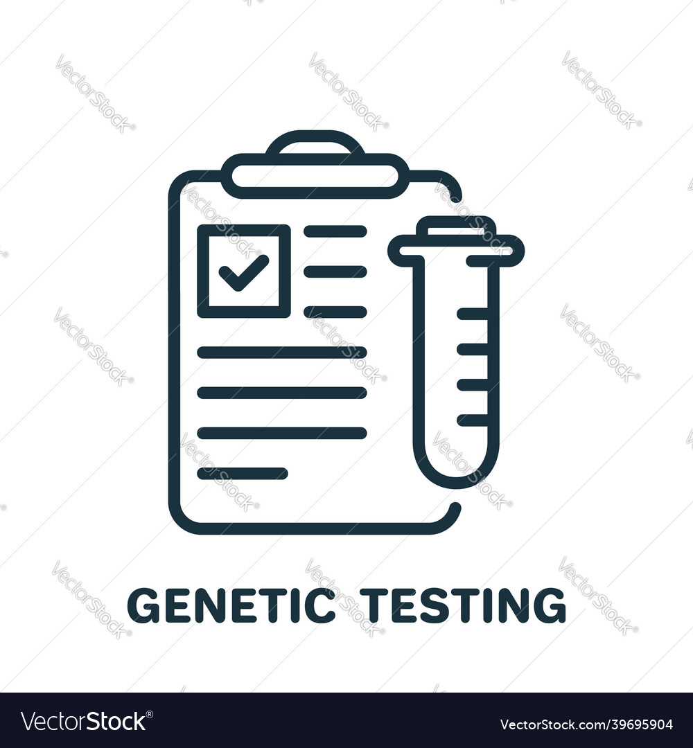 Dna analysis result document with test tube line vector image Dna analysis result document with test tube line