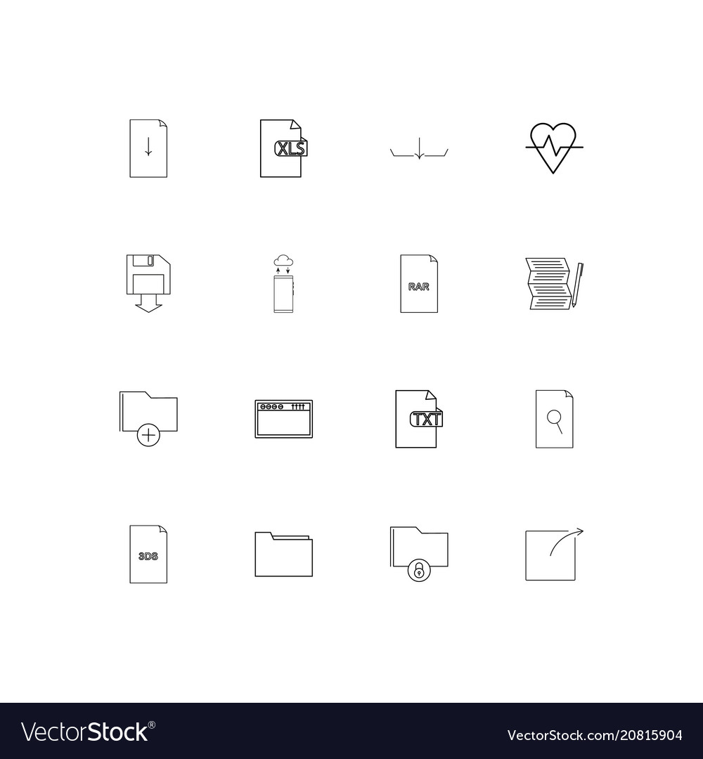 Files and folders sign linear thin icons set