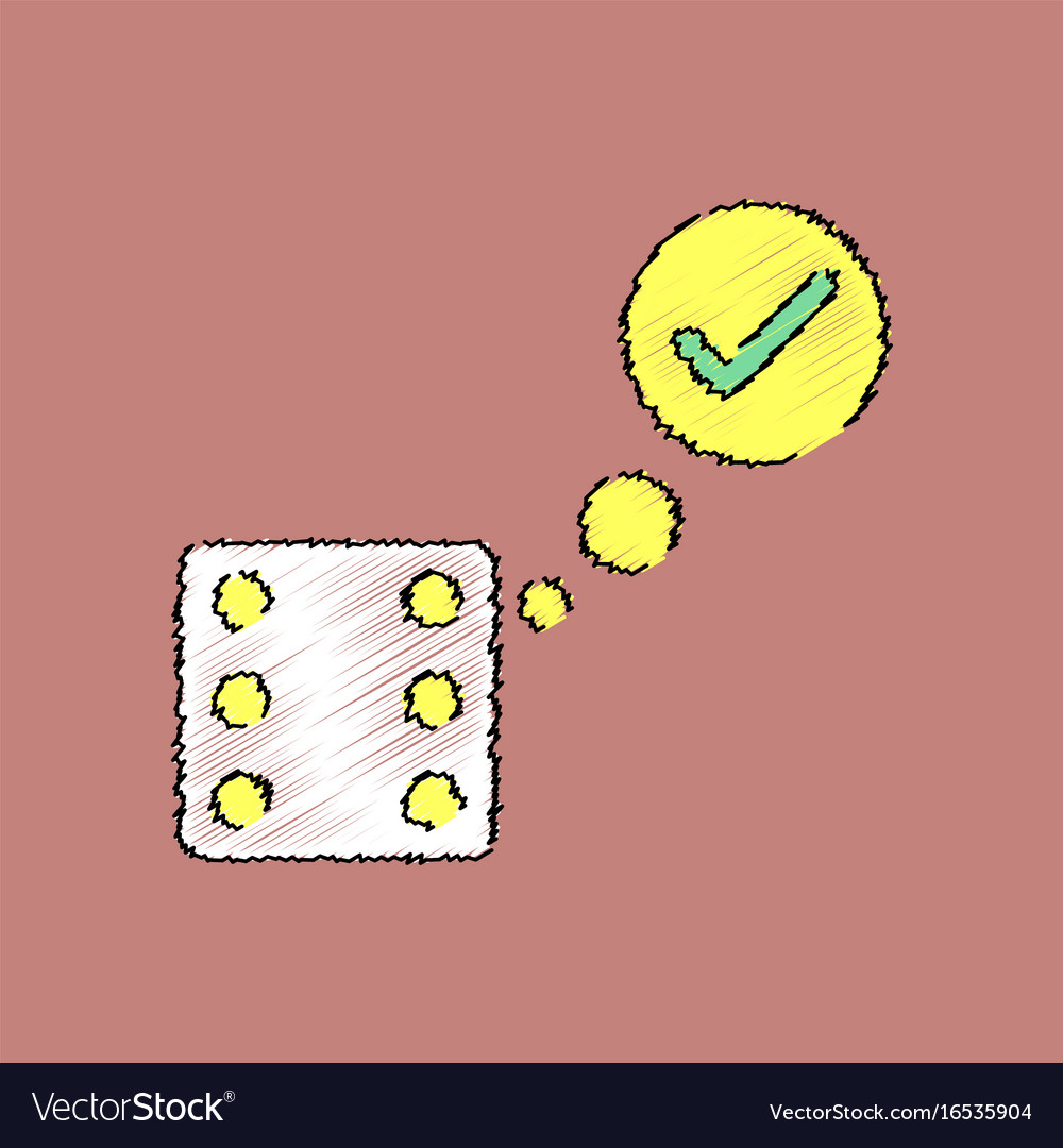 Flat shading style icon dice and check mark