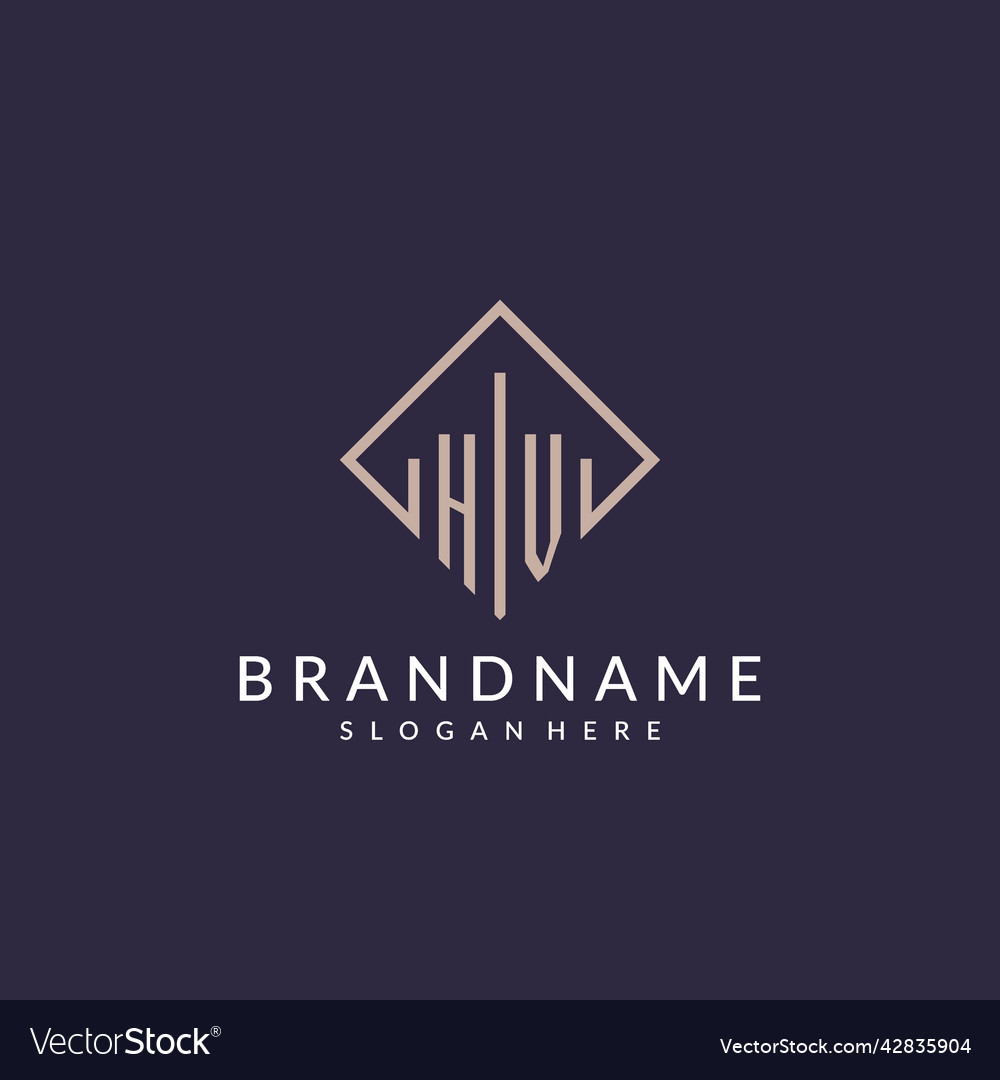 Hv initial monogram logo with rectangle style