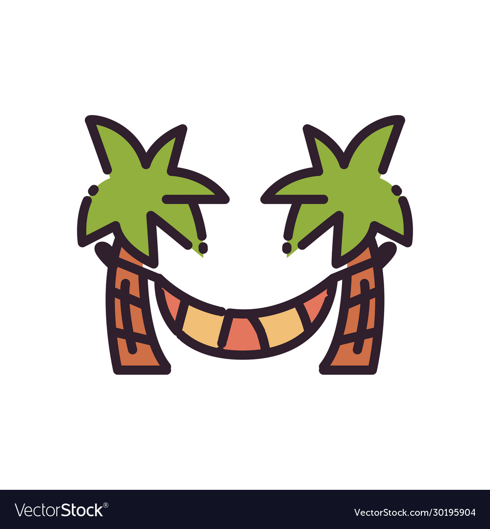 Isolated palm trees and hammock fill style icon