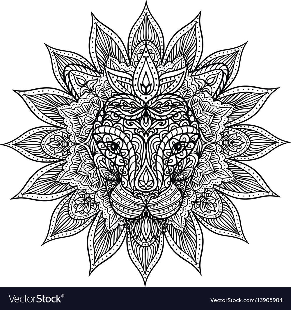 Download Lion Mandala Drawing