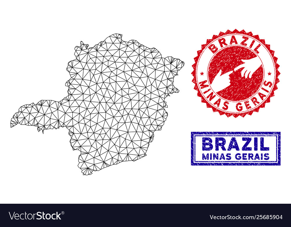 Polygonal wire frame minas gerais state map