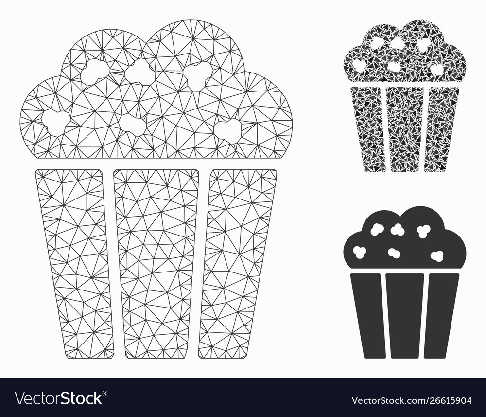 Popcorn bucket mesh network model vector image Popcorn bucket mesh network model