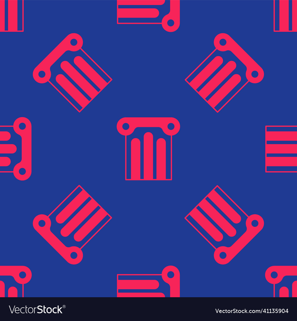 Red ancient column icon isolated seamless pattern