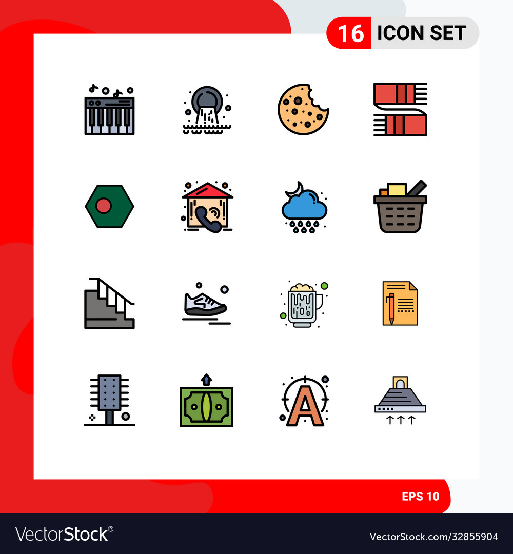 Set 16 flat color filled lines on grid