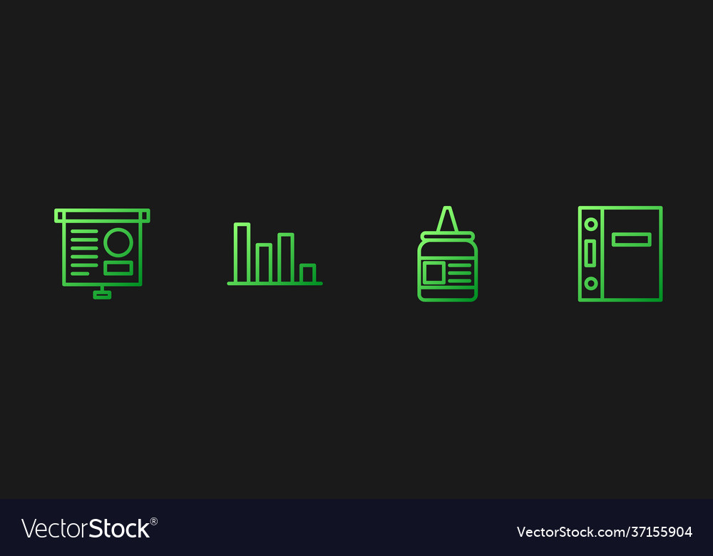 Set line glue chalkboard with diagram pie chart vector image Set line glue chalkboard with diagram pie chart