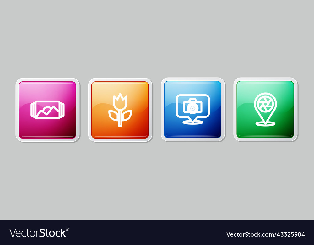 Set line photo frame mode macro camera vector image Set line photo frame mode macro camera