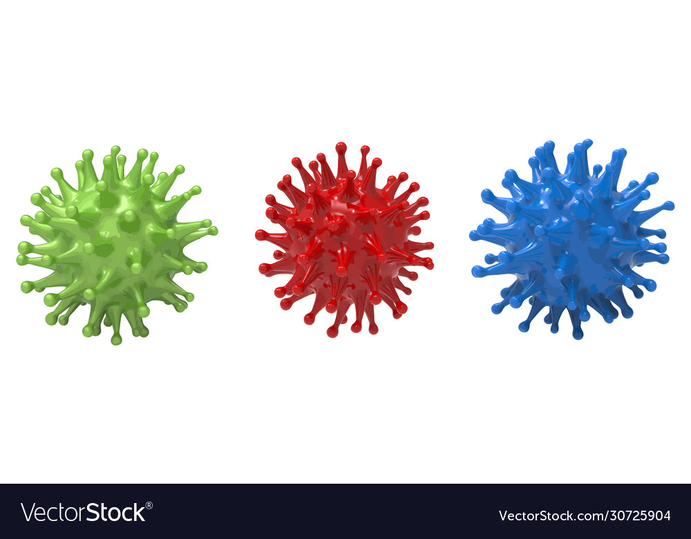 Set virus bacteria cells 3d render collection Vector Image