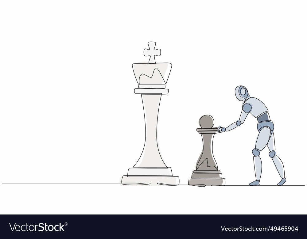 Single continuous line drawing robots push huge