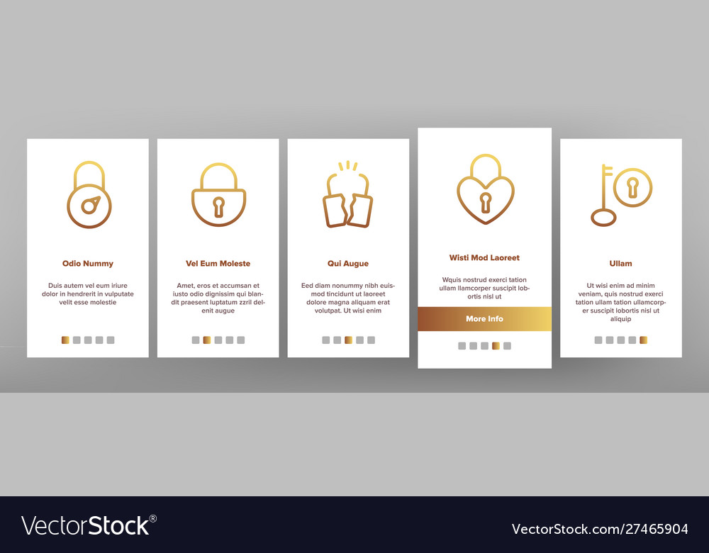 Type locks elements onboarding vector image Type locks elements onboarding