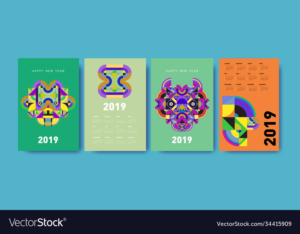 2021 calendar design template with colorful
