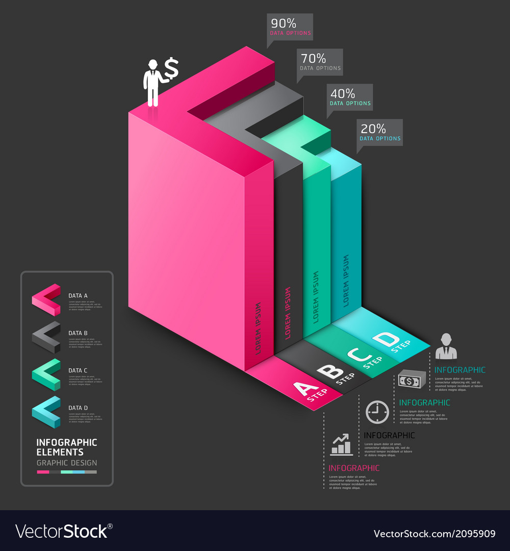 3d arrow staircase diagram business template vector image