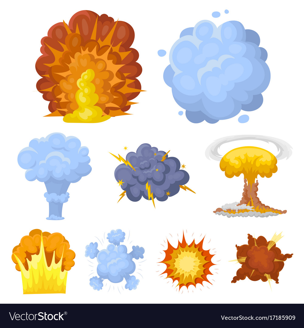 A set icons about explosion various Royalty Free Vector