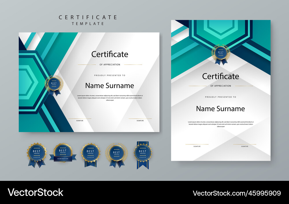 Blue gradient modern certificate template – Royalty-Free Vector ...