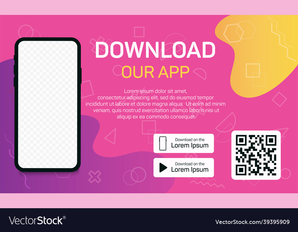 Download our app advertising banner phone mockup Vector Image Download our app advertising banner phone mockup