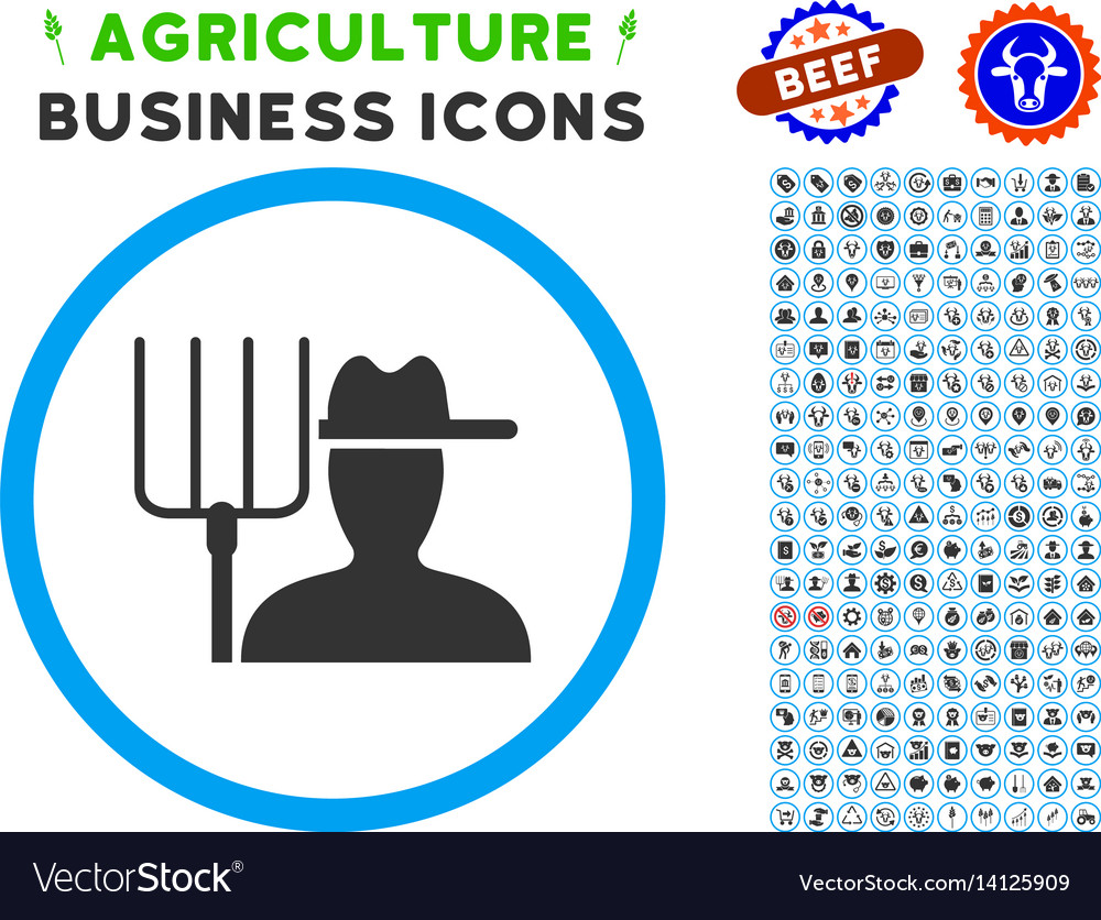 Farmer with Pitchfork Icon Set