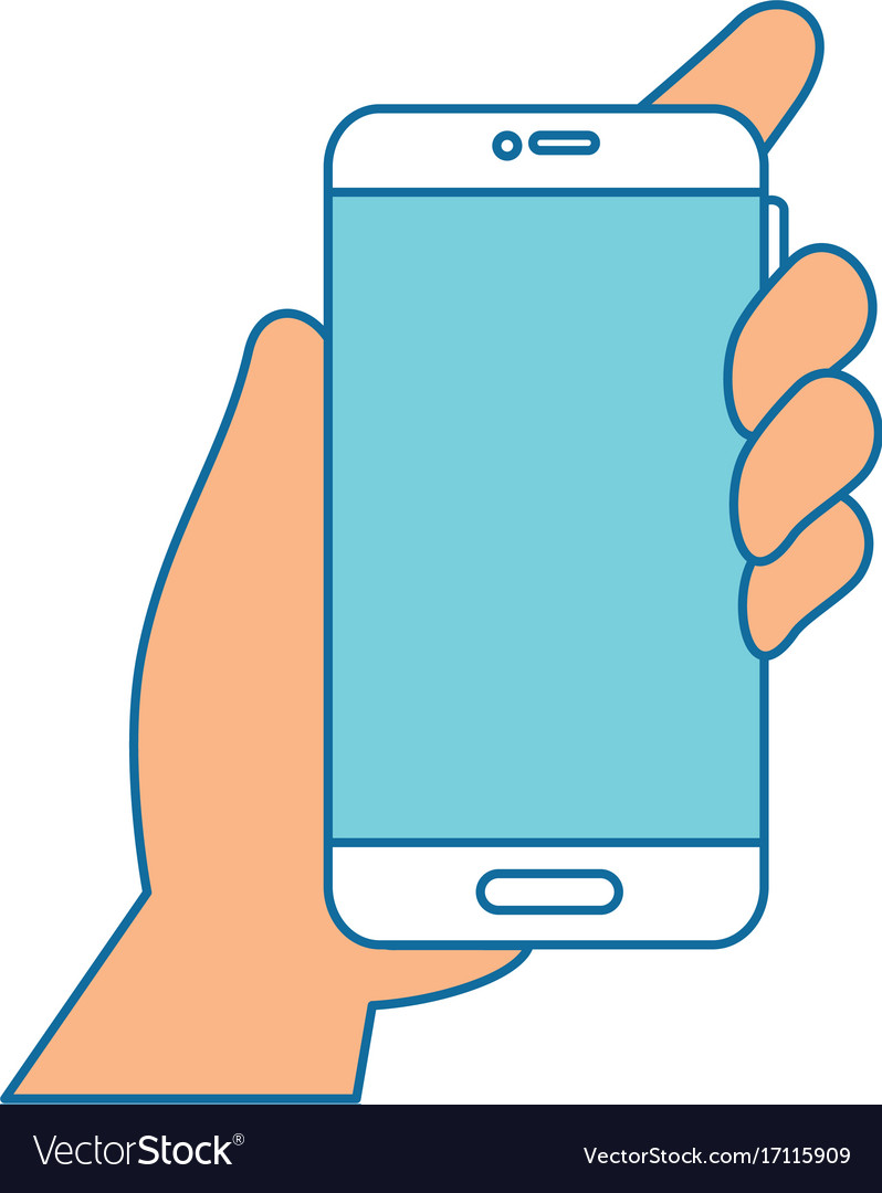 Hand user with smartphone device isolated icon