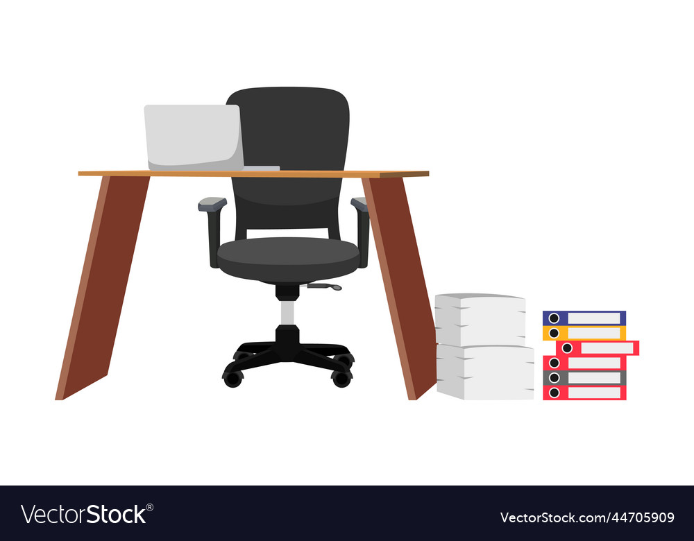 Home office desk workspace with table file Vector Image Home office desk workspace with table file