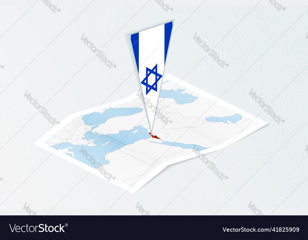 Isometric paper map of israel with triangular