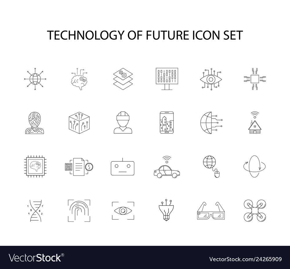 Line icons set technology of future pack Vector Image