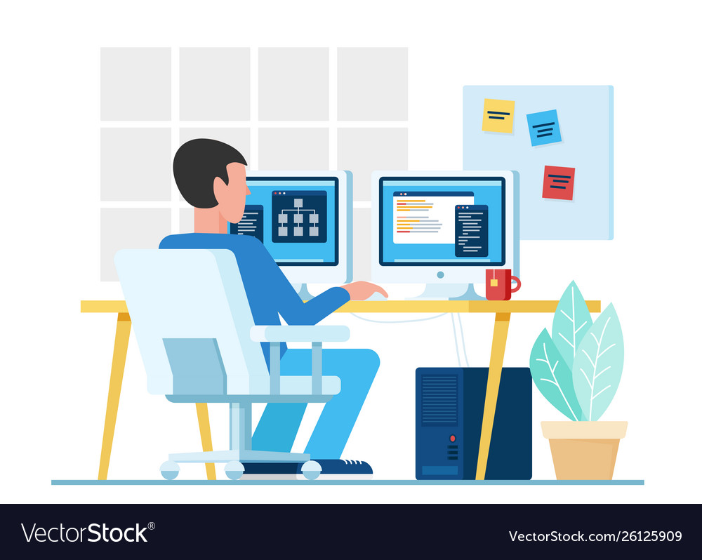 Männlicher Programmierer Arbeiten an Computern