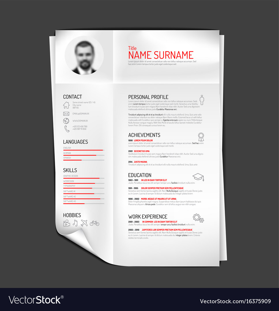 original cv resume template royalty free vector image original resume design