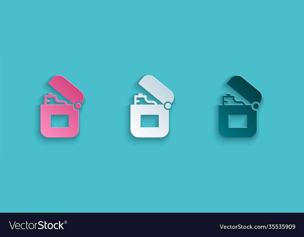 Paper cut lighter icon isolated on blue background