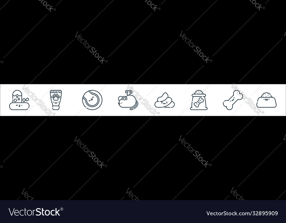 Pets line icons linear set quality