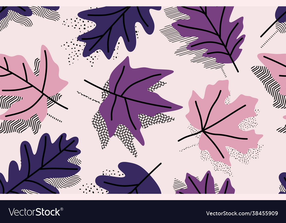 Seamless pattern with abstract leave and flower