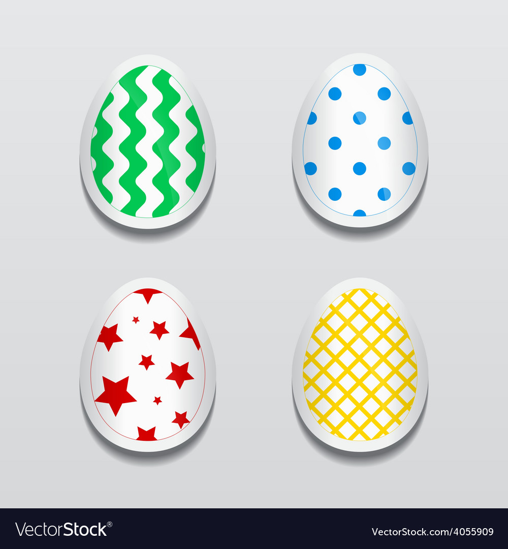 Set 3d egg stickers with different patterns