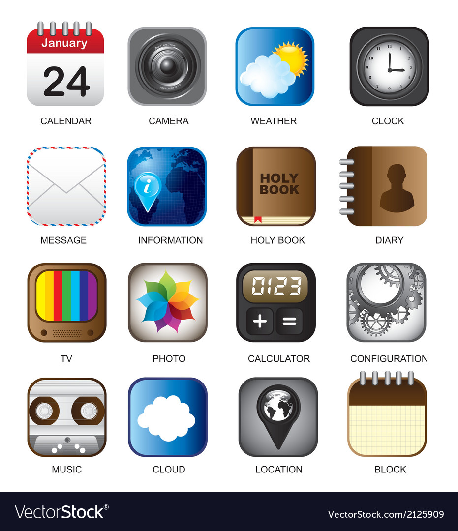 Set app icons over white background