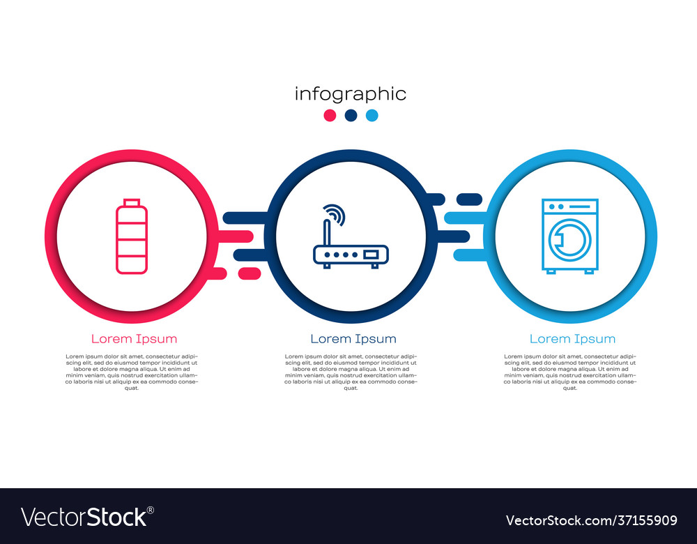 Set line battery charge level indicator router vector image Set line battery charge level indicator router