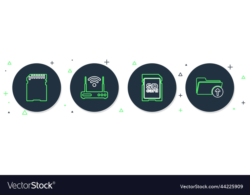 Set line router and wi-fi sd card upload Vector Image Set line router and wi-fi sd card upload