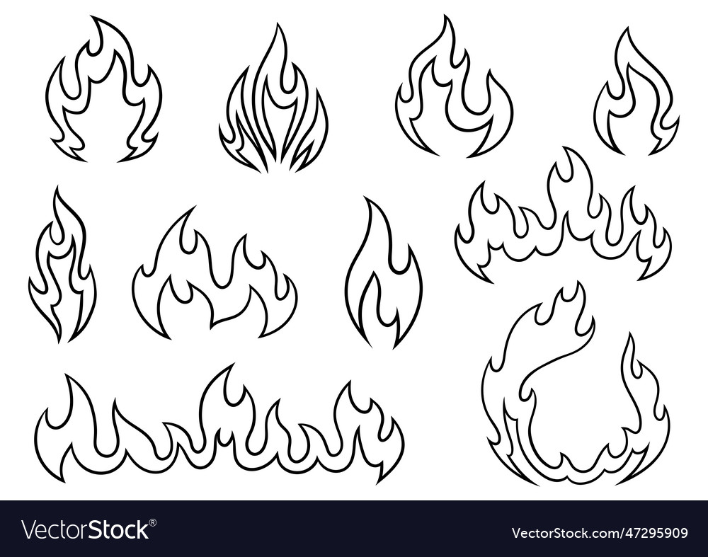 Set of stylized fire decorative element Royalty Free Vector