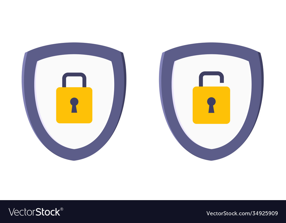 Shield with closed and opened padlock Vector Image Shield with closed and opened padlock