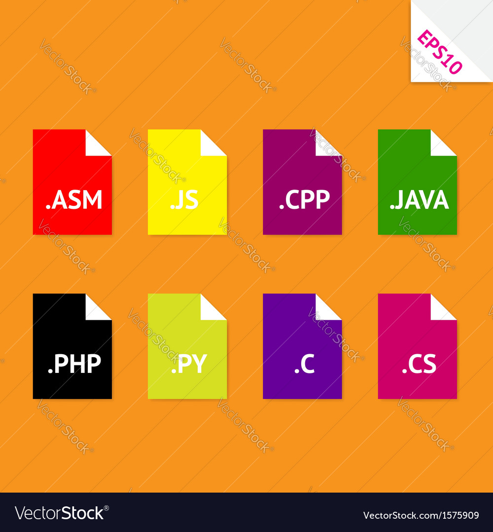 Source code file formats Royalty Free Vector Image